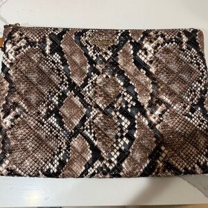 Liz Claiborne Liz Wallace Snakeskin Zip Pouch - Brown Black